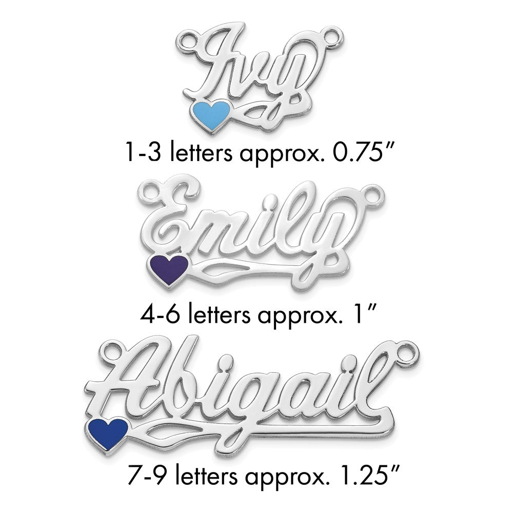 14k White Gold Epoxy Heart Name Plate