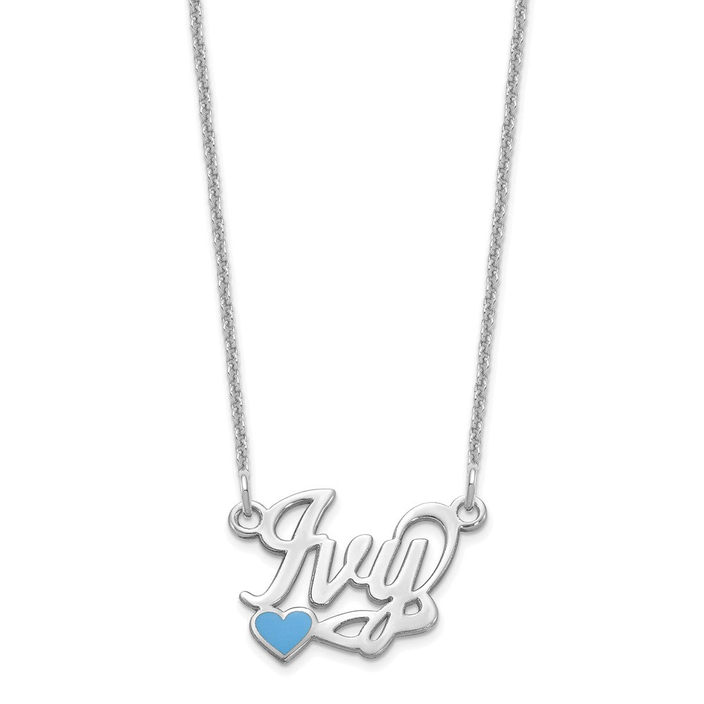 14k White Gold Epoxy Heart Name Plate