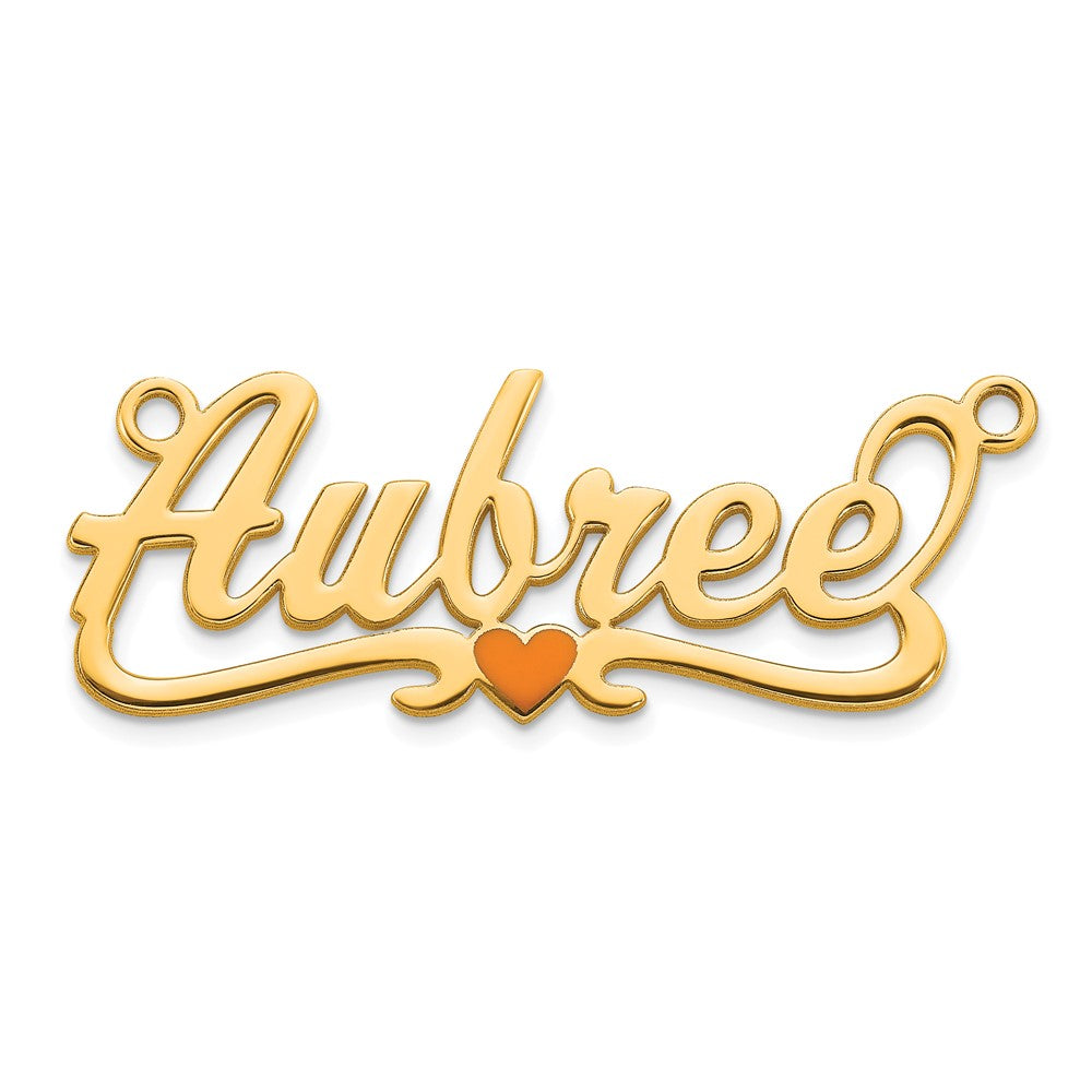 14k Yellow Gold Epoxy Heart Name Plate