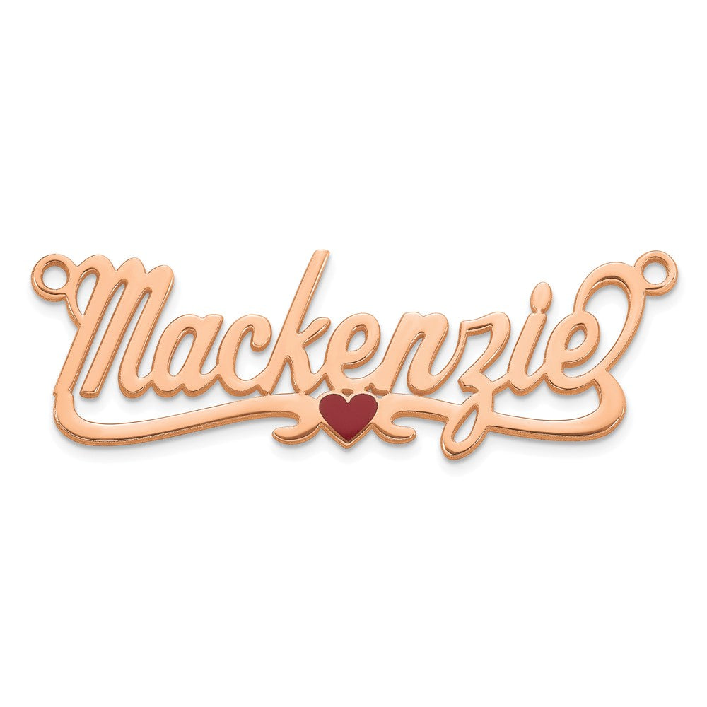 Sterling Silver/Rose-plated Epoxy Heart Name Plate