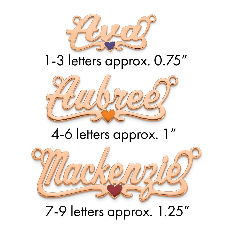 Sterling Silver/Rose-plated Epoxy Heart Name Plate