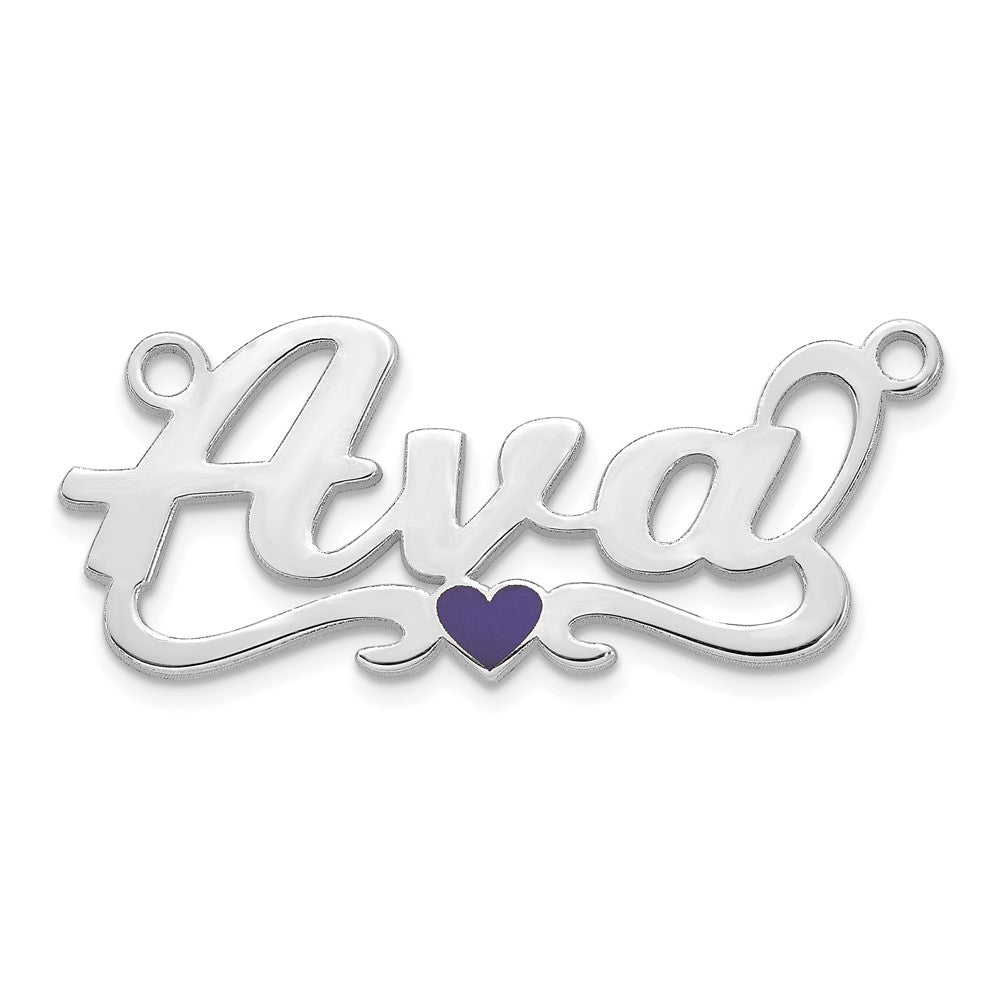 Sterling Silver/Rhodium-plated Epoxy Heart Name Plate