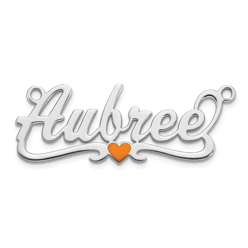 14k White Gold Epoxy Heart Name Plate
