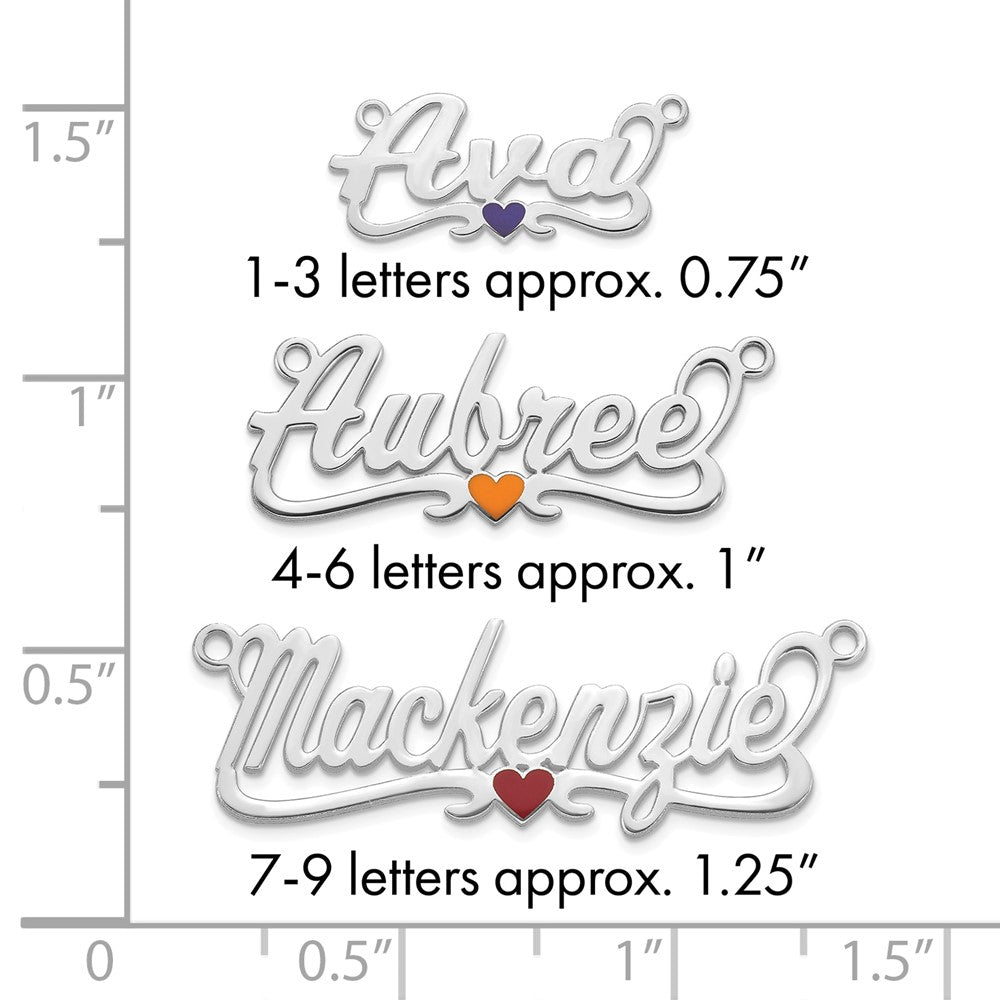 Sterling Silver/Rhodium-plated Epoxy Heart Name Plate