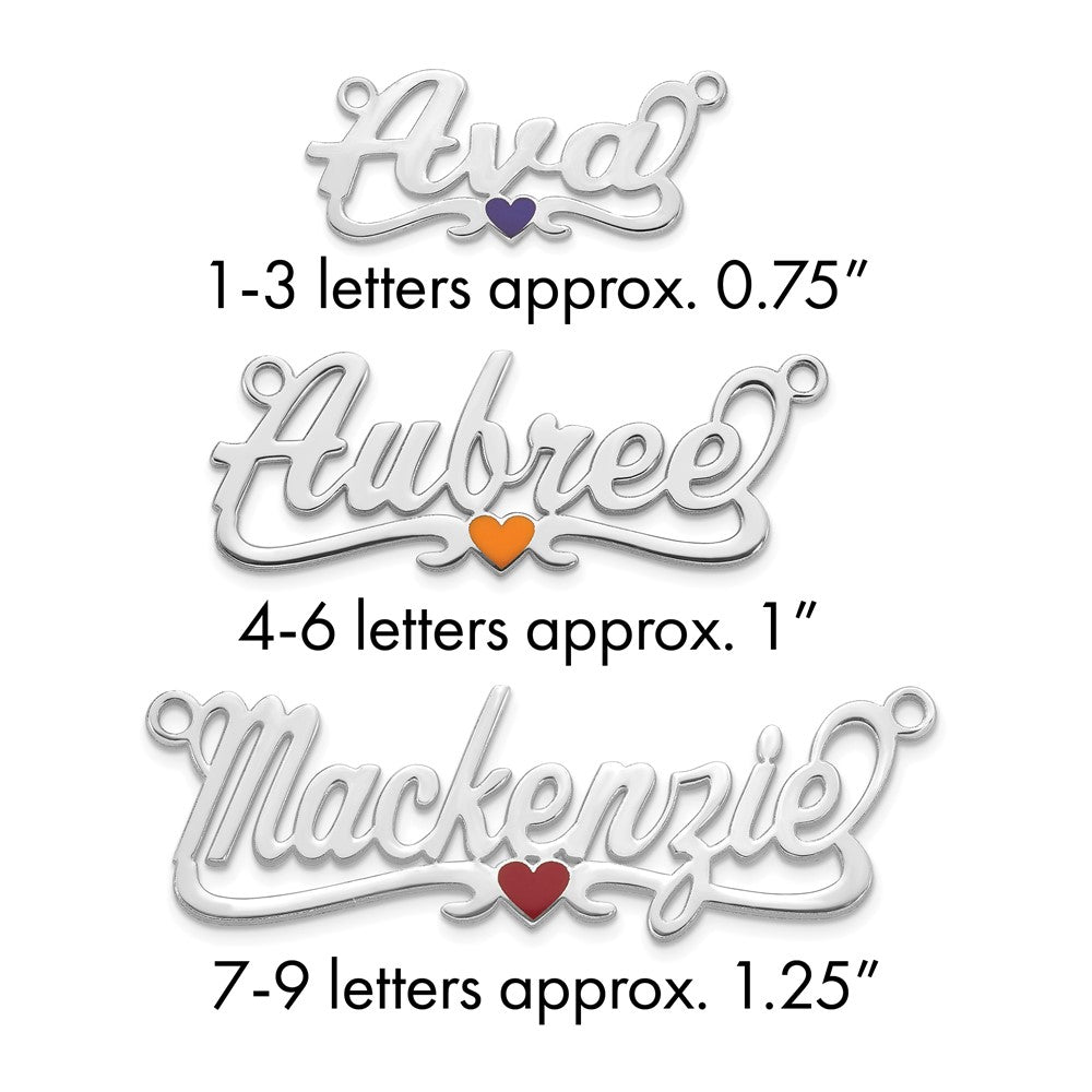 14k White Gold Epoxy Heart Name Plate
