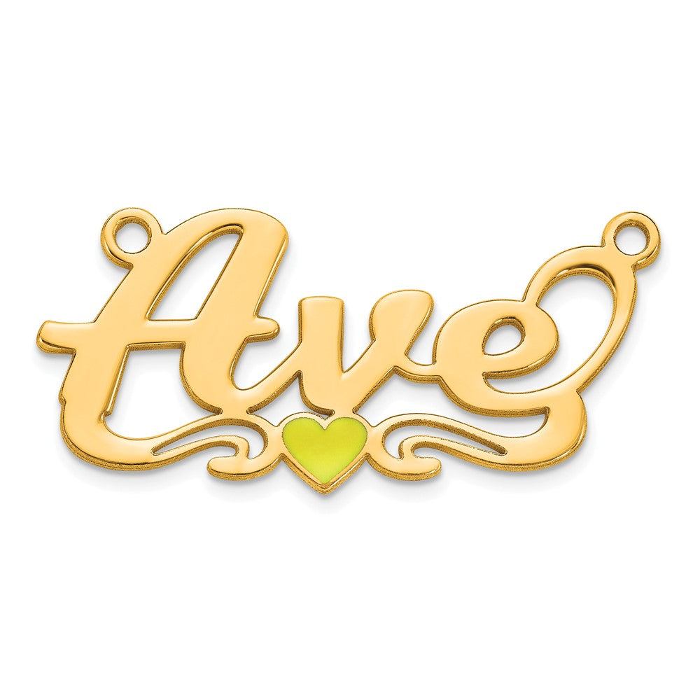 14k Yellow Gold Epoxy Heart Name Plate