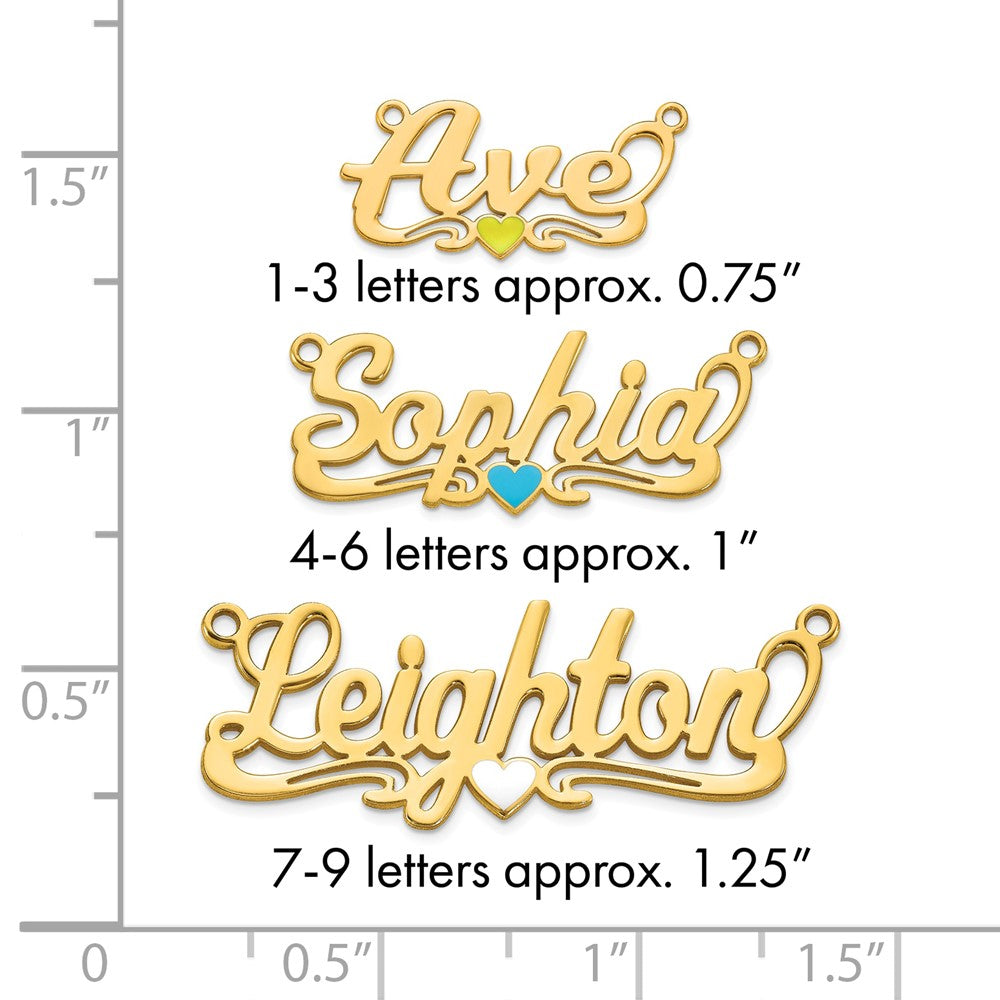 14k Yellow Gold Epoxy Heart Name Plate
