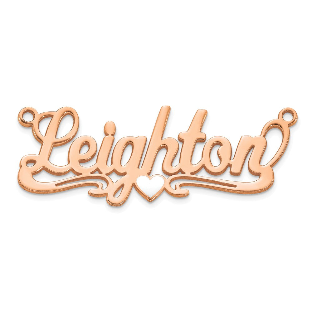Sterling Silver/Rose-plated Epoxy Heart Name Plate