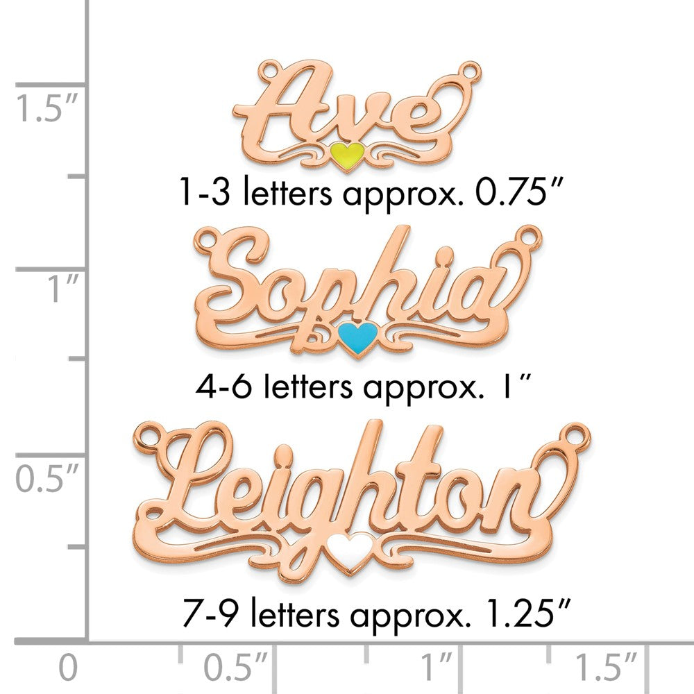 14k Rose Gold Epoxy Heart Name Plate
