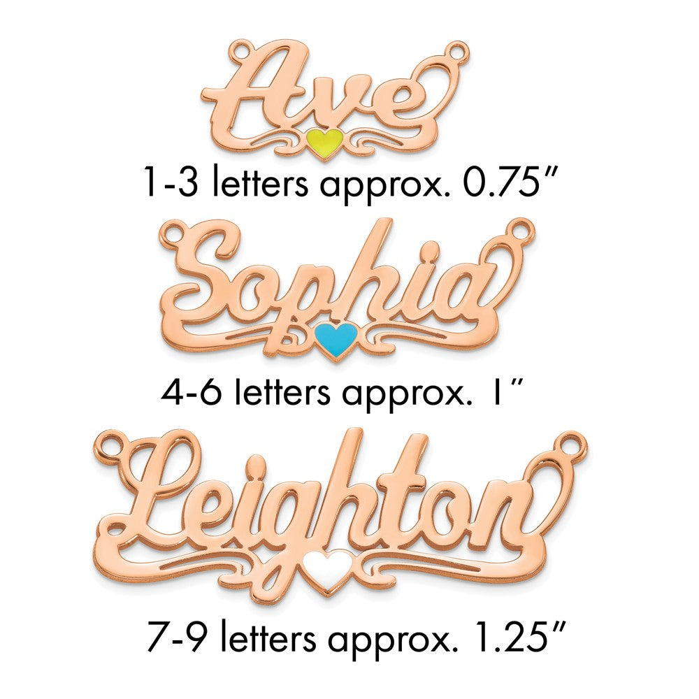 Sterling Silver/Rose-plated Epoxy Heart Name Plate