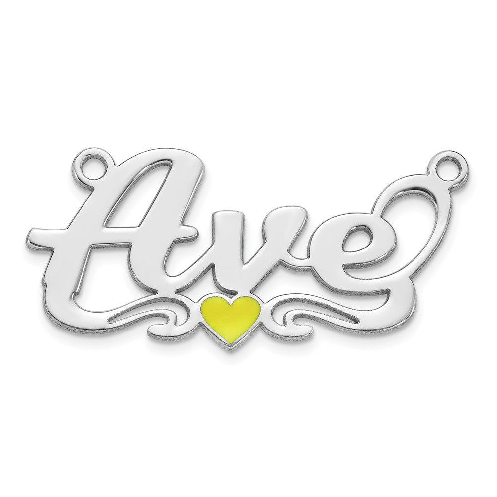 14k White Gold Epoxy Heart Name Plate