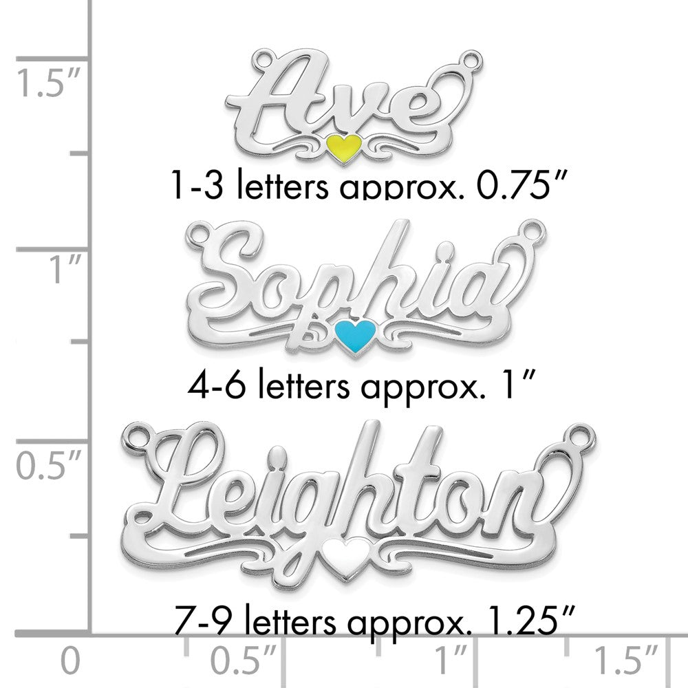 Sterling Silver/Rhodium-plated Epoxy Heart Name Plate