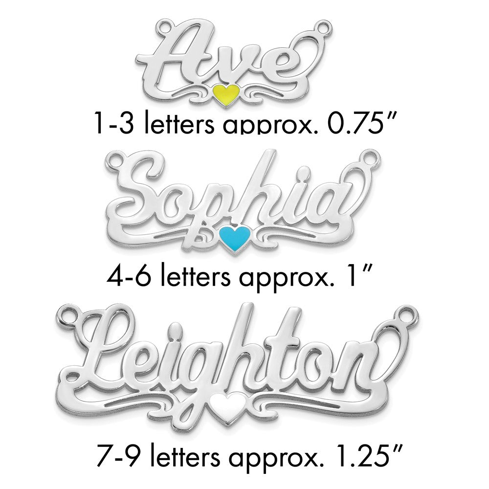 Sterling Silver/Rhodium-plated Epoxy Heart Name Plate