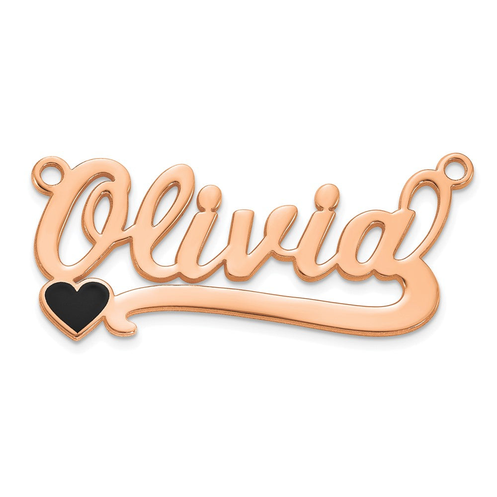 14k Rose Gold Epoxy Heart Name Plate