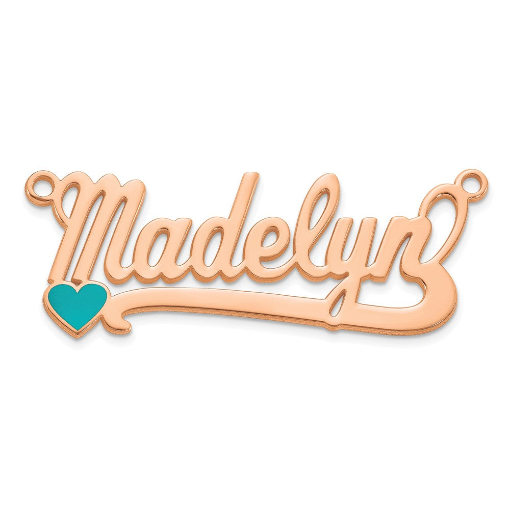 14k Rose Gold Epoxy Heart Name Plate
