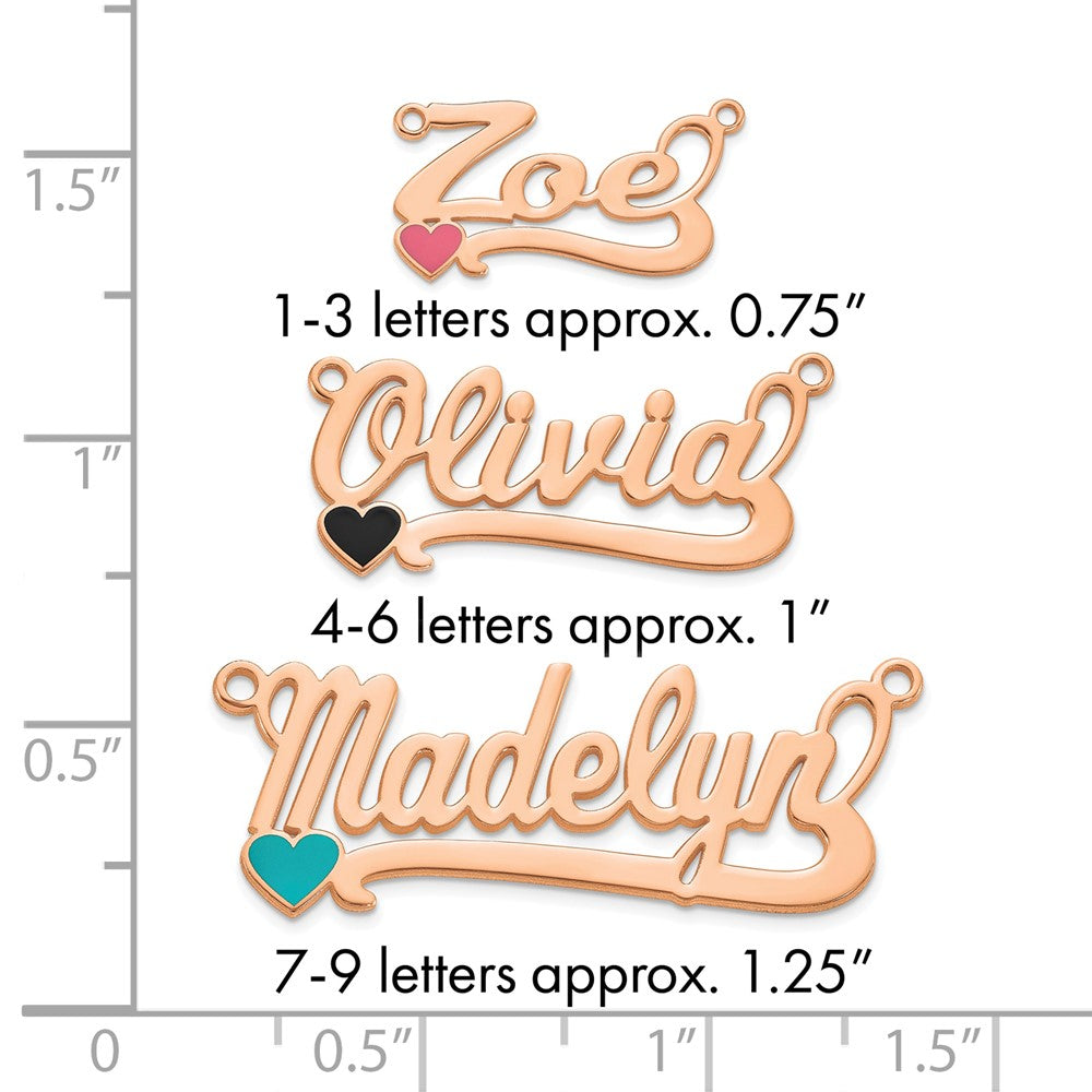 Sterling Silver/Rose-plated Epoxy Heart Name Plate