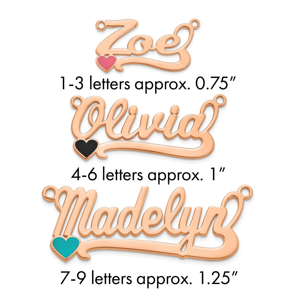 14k Rose Gold Epoxy Heart Name Plate