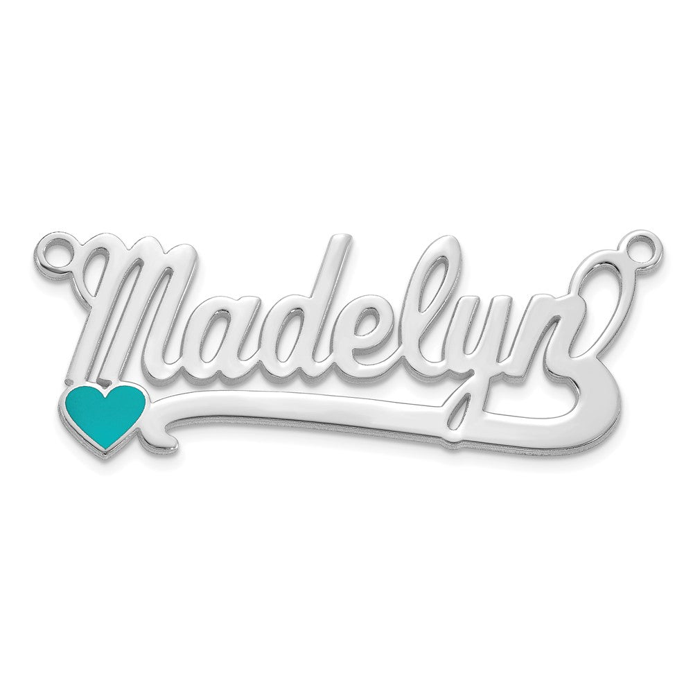 Sterling Silver/Rhodium-plated Epoxy Heart Name Plate