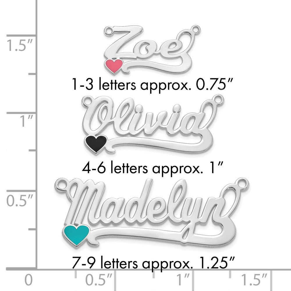 Sterling Silver/Rhodium-plated Epoxy Heart Name Plate