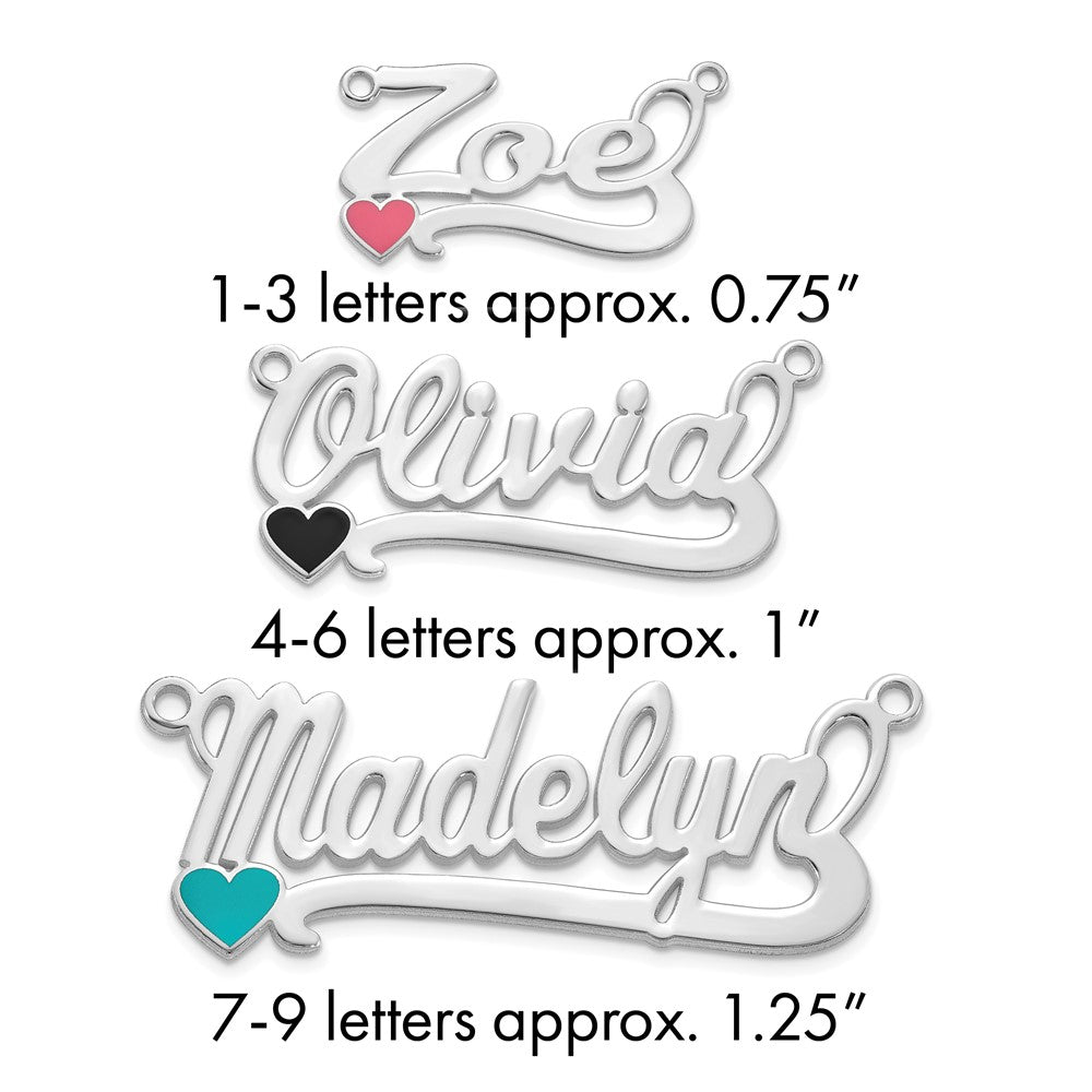 Sterling Silver/Rhodium-plated Epoxy Heart Name Plate