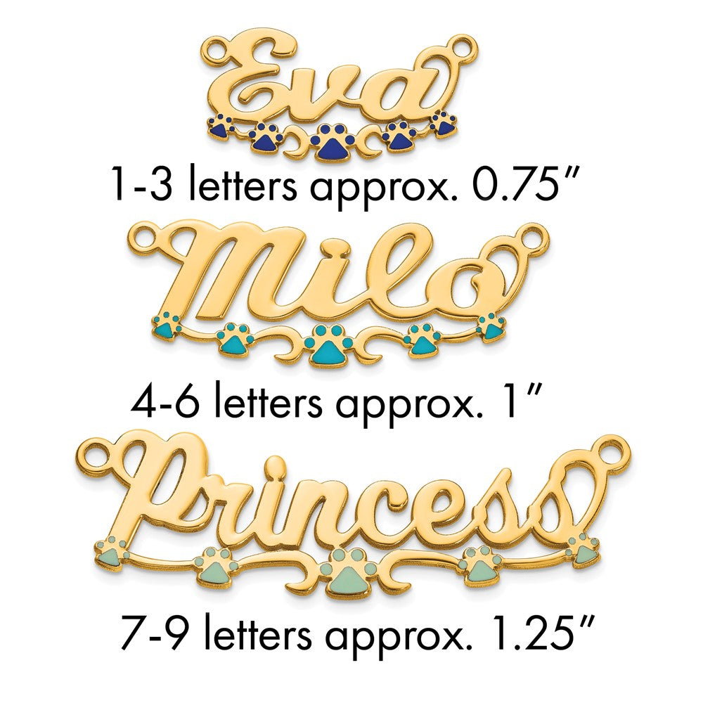 Sterling Silver/Gold-Plated Epoxy Paw Print Name Plate