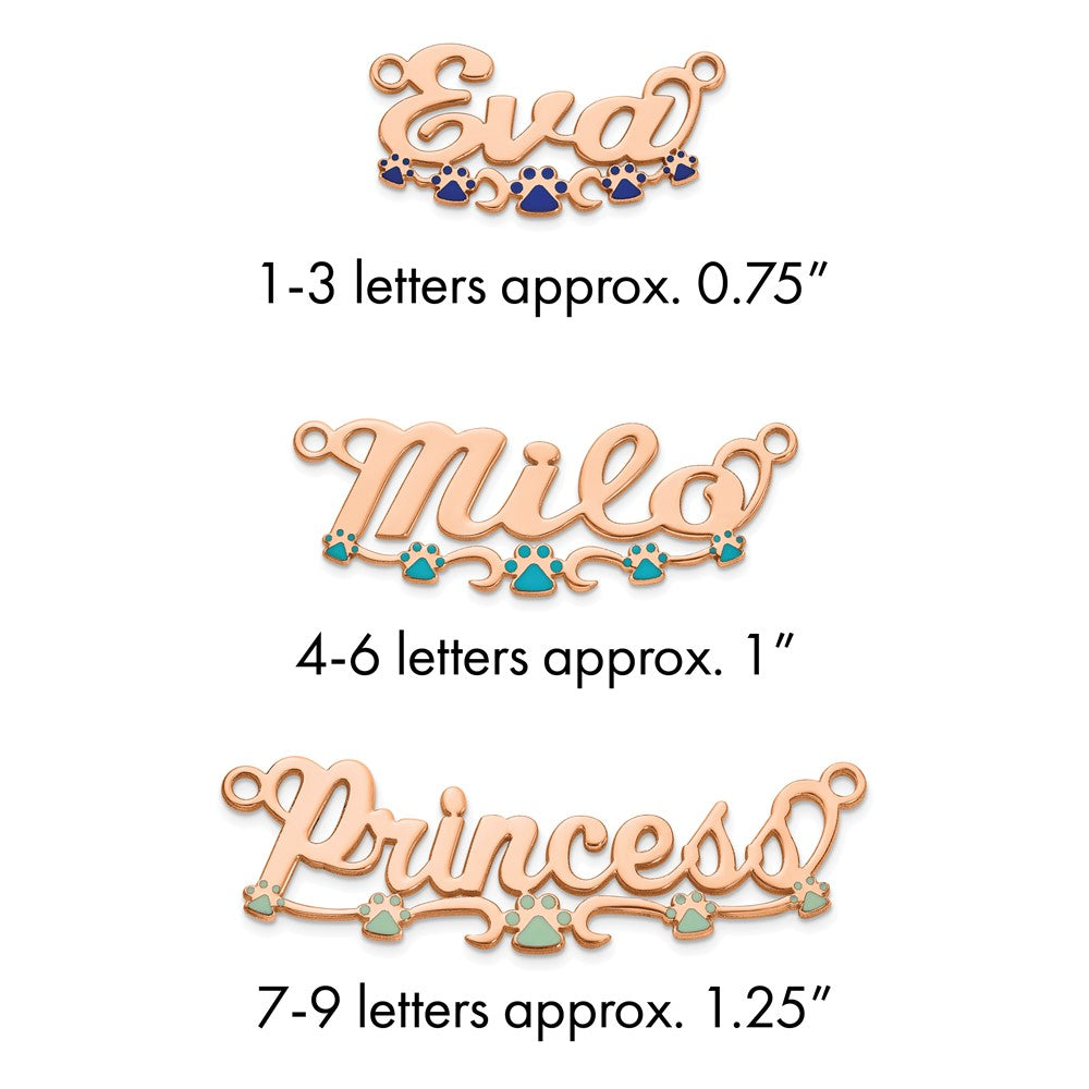 14k Rose Gold Epoxy Paw Print Name Plate