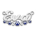 Sterling Silver/Rhodium-plated Epoxy Paw Print Name Plate