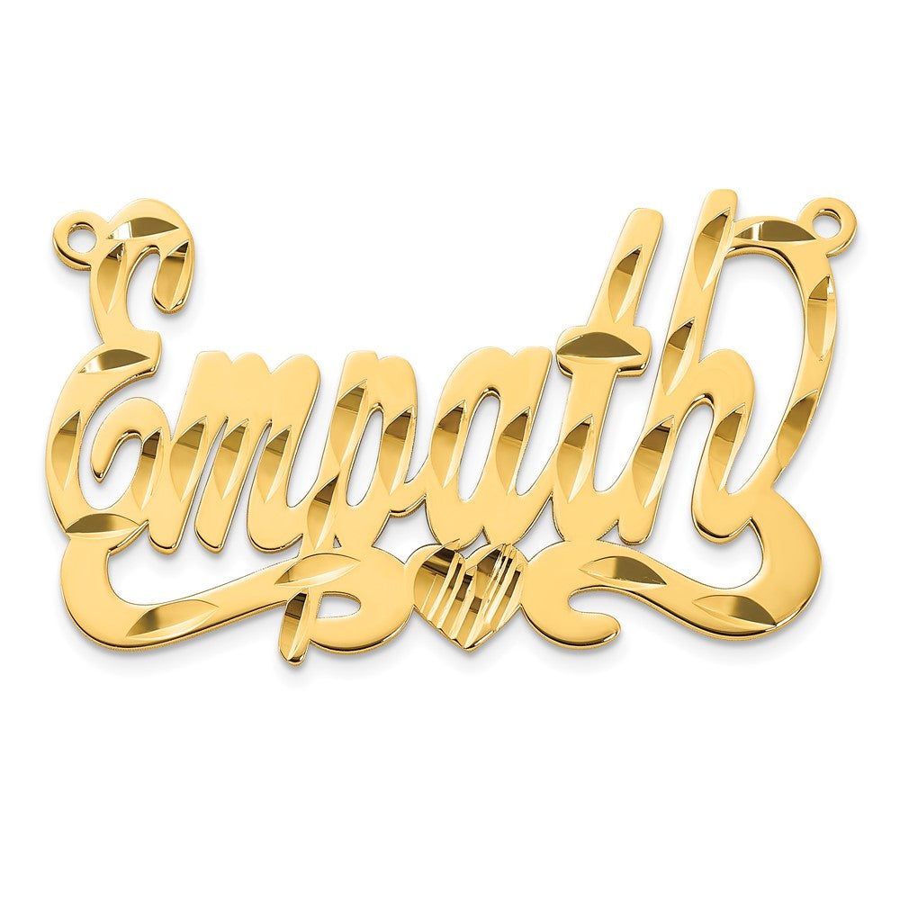 Sterling Silver/Gold-plated Diamond-cut Heart Name Plate