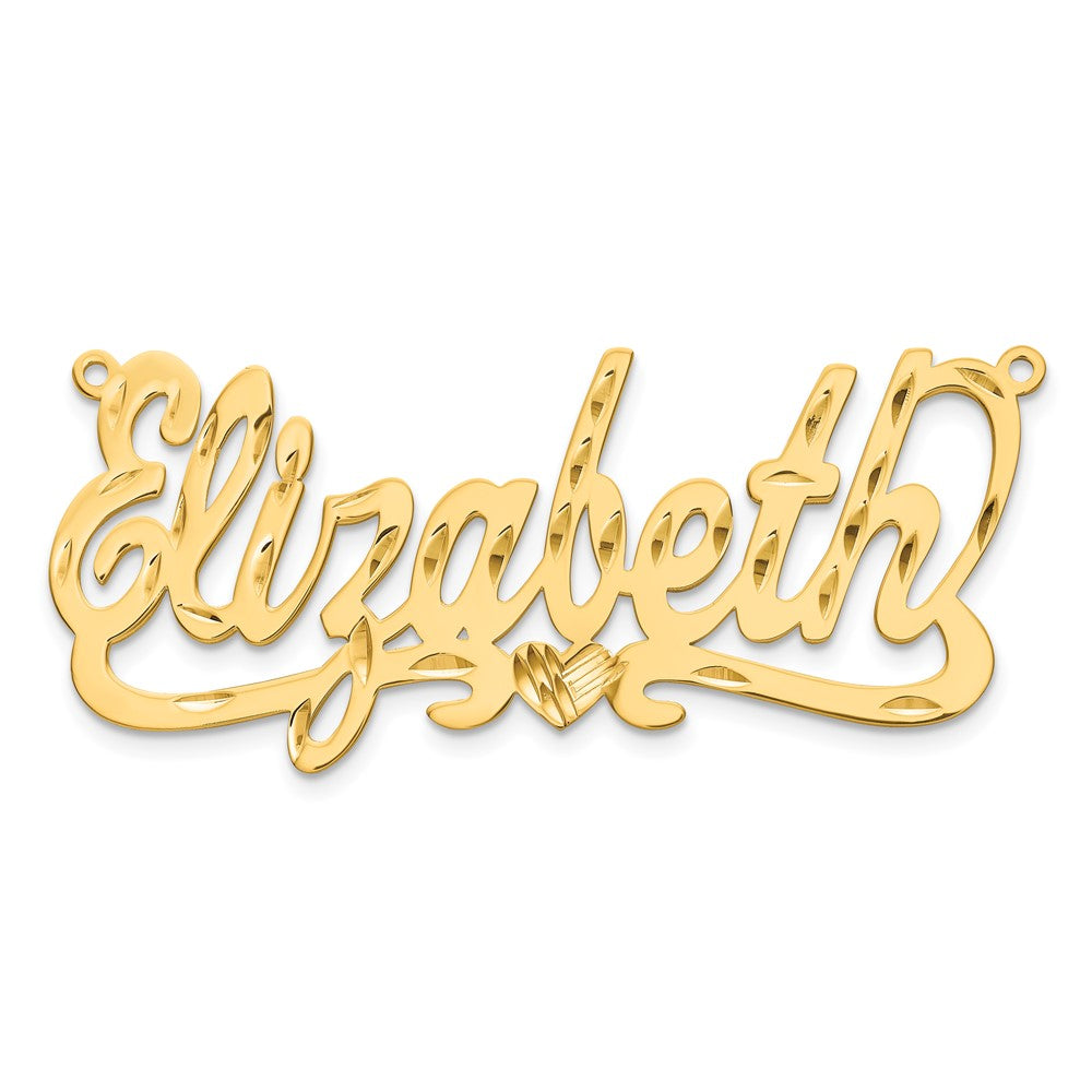 Sterling Silver/Gold-plated Diamond-cut Heart Name Plate