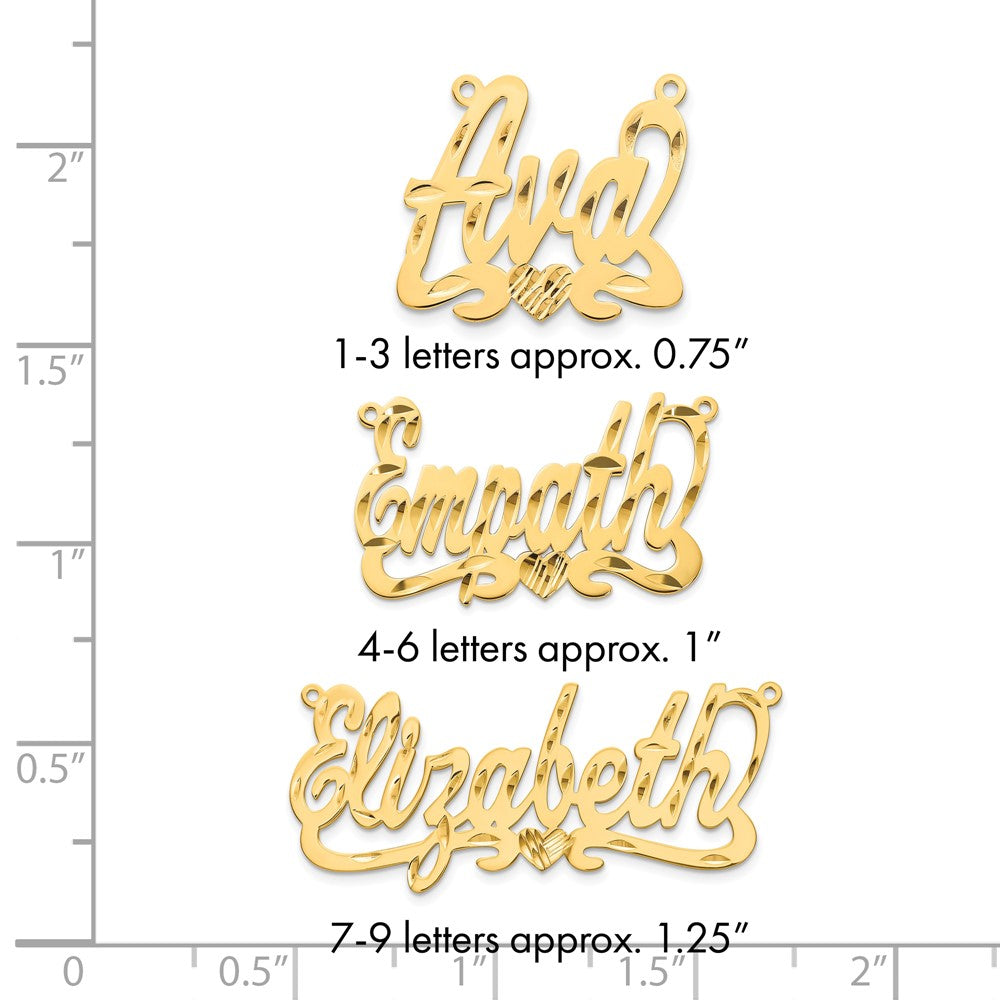14k Yellow Gold Diamond-cut Heart Name Plate