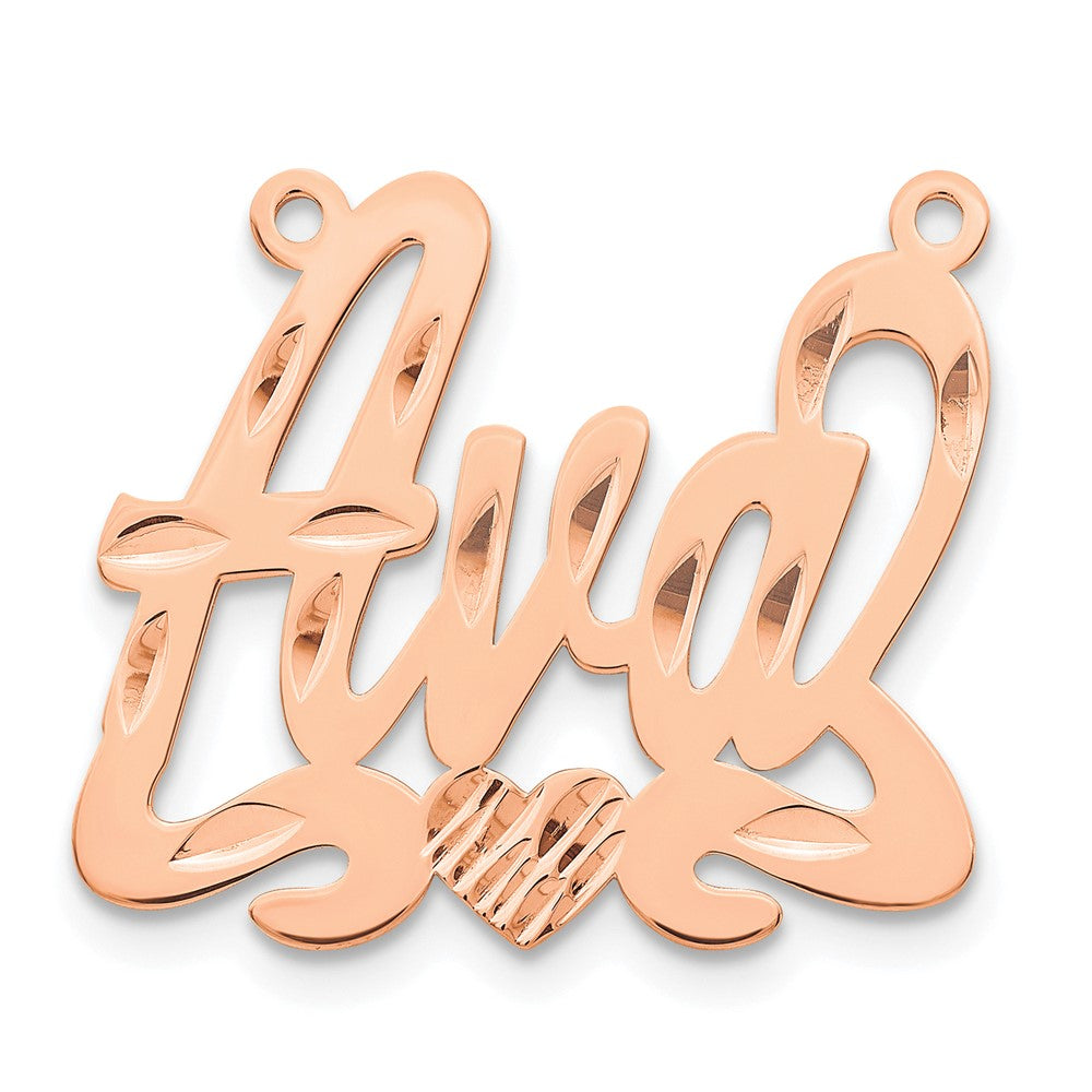Sterling Silver/Rose-plated Diamond-cut Heart Name Plate