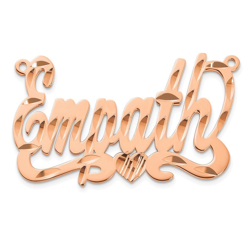 Sterling Silver/Rose-plated Diamond-cut Heart Name Plate