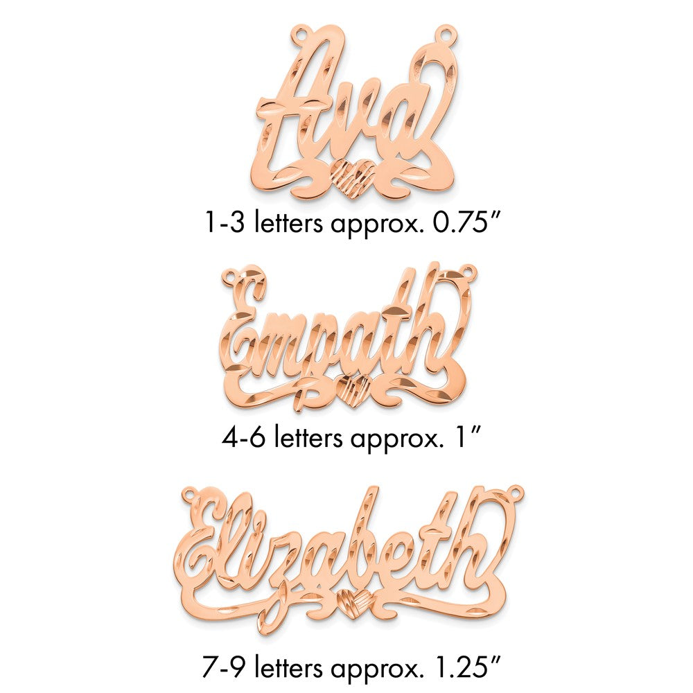 14k Rose Gold Diamond-cut Heart Name Plate