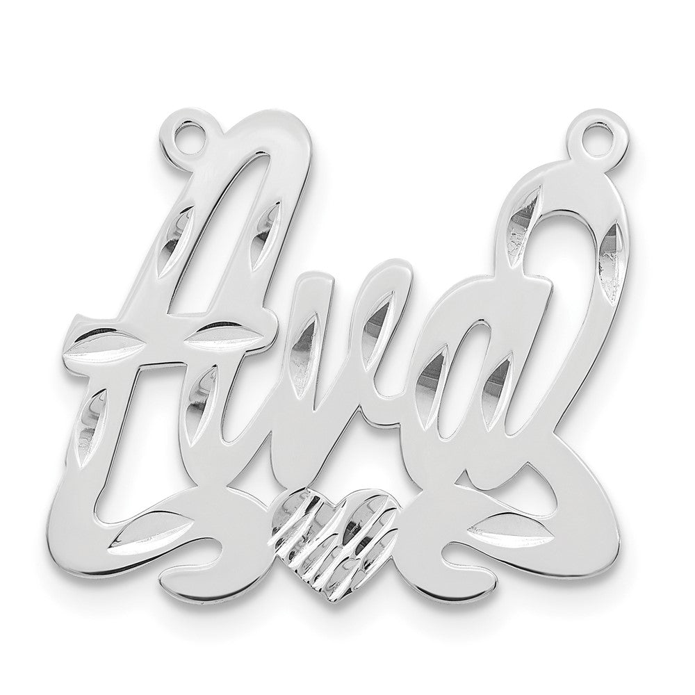 10k White Gold Diamond-cut Heart Name Plate