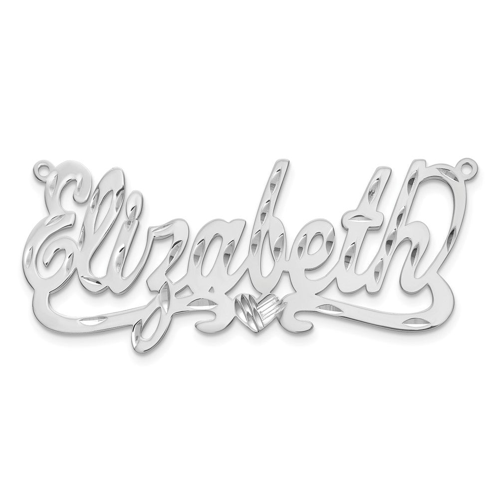 10k White Gold Diamond-cut Heart Name Plate