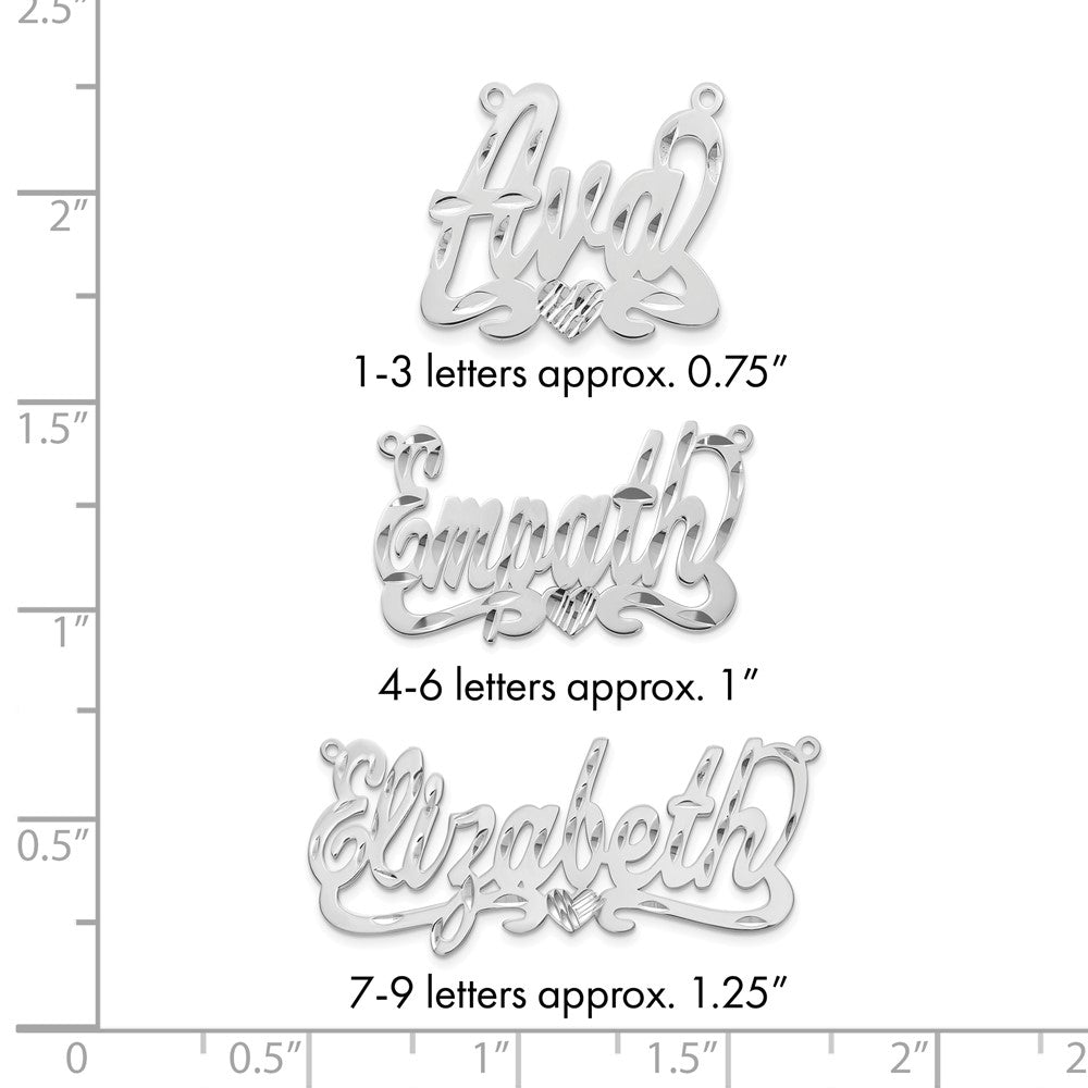 10k White Gold Diamond-cut Heart Name Plate