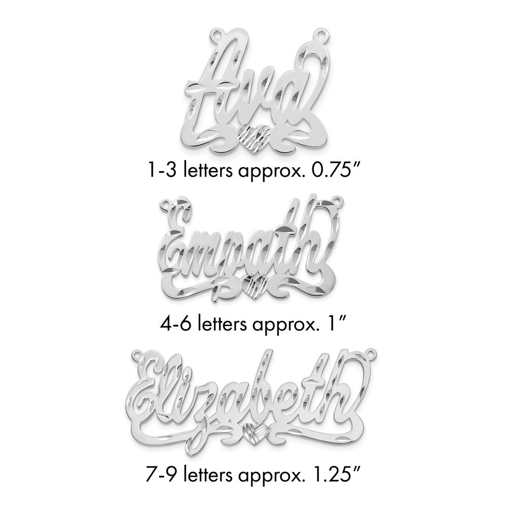 10k White Gold Diamond-cut Heart Name Plate