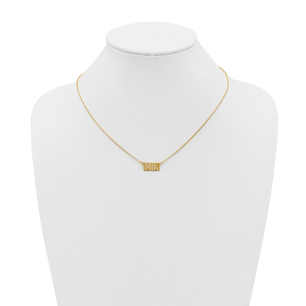 sterling Silver/Gold-plated 1-3 Letter cut-out Name Bar Necklace