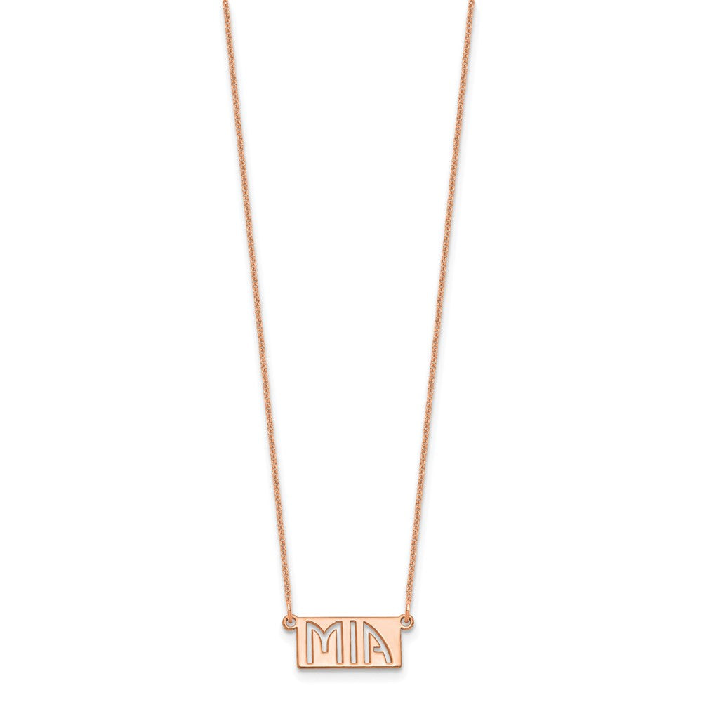 14k Rose Gold 1-3 Letter cut-out Name Bar Necklace