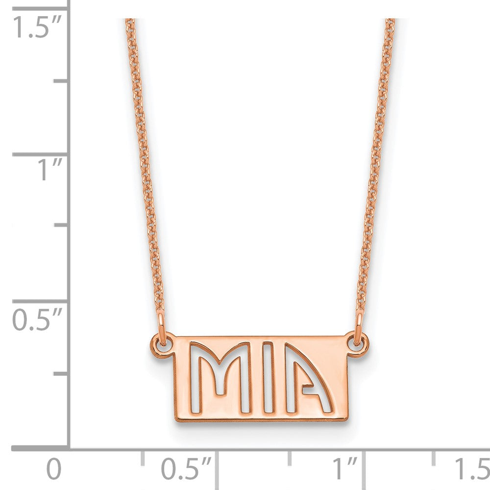 14k Rose Gold 1-3 Letter cut-out Name Bar Necklace