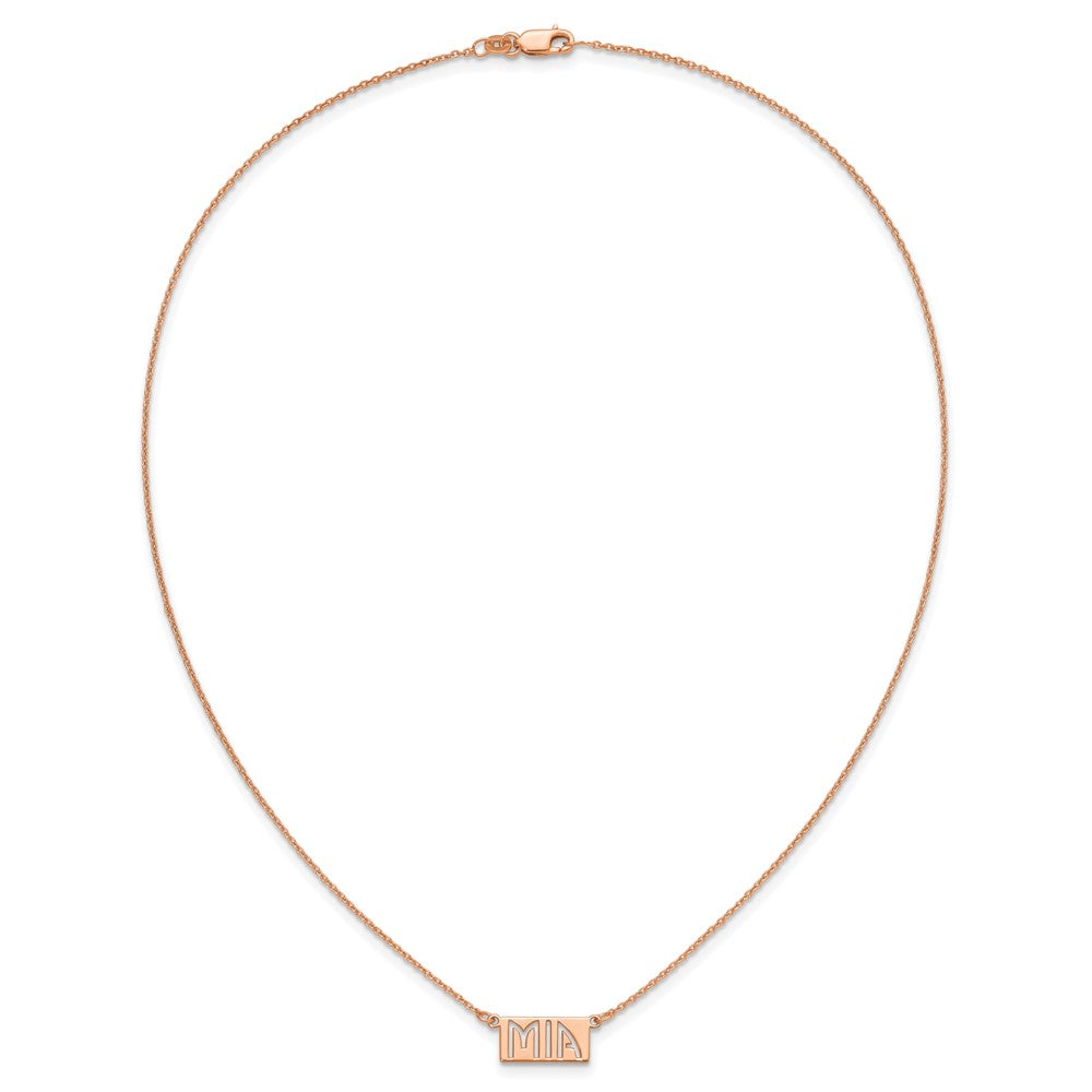 Sterling Silver/Rose-gold 1-3 Letter cut-out Name Bar Necklace