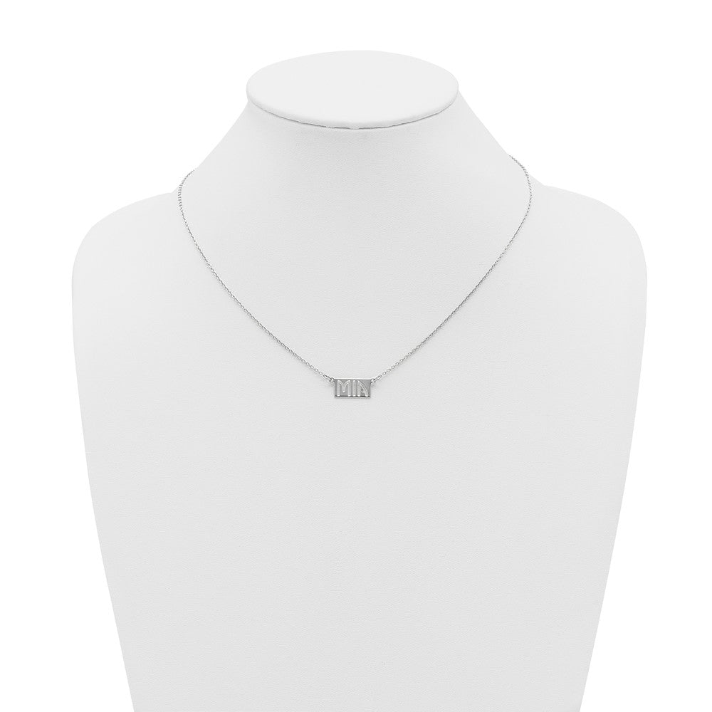 SS/Rhodium-plated 1-3 Letter cut-out Name Bar Necklace