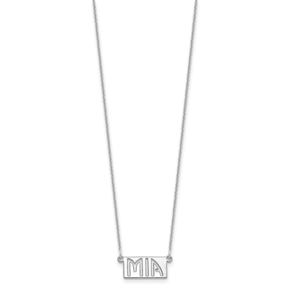 14k White Gold 1-3 Letter cut-out Name Bar Necklace