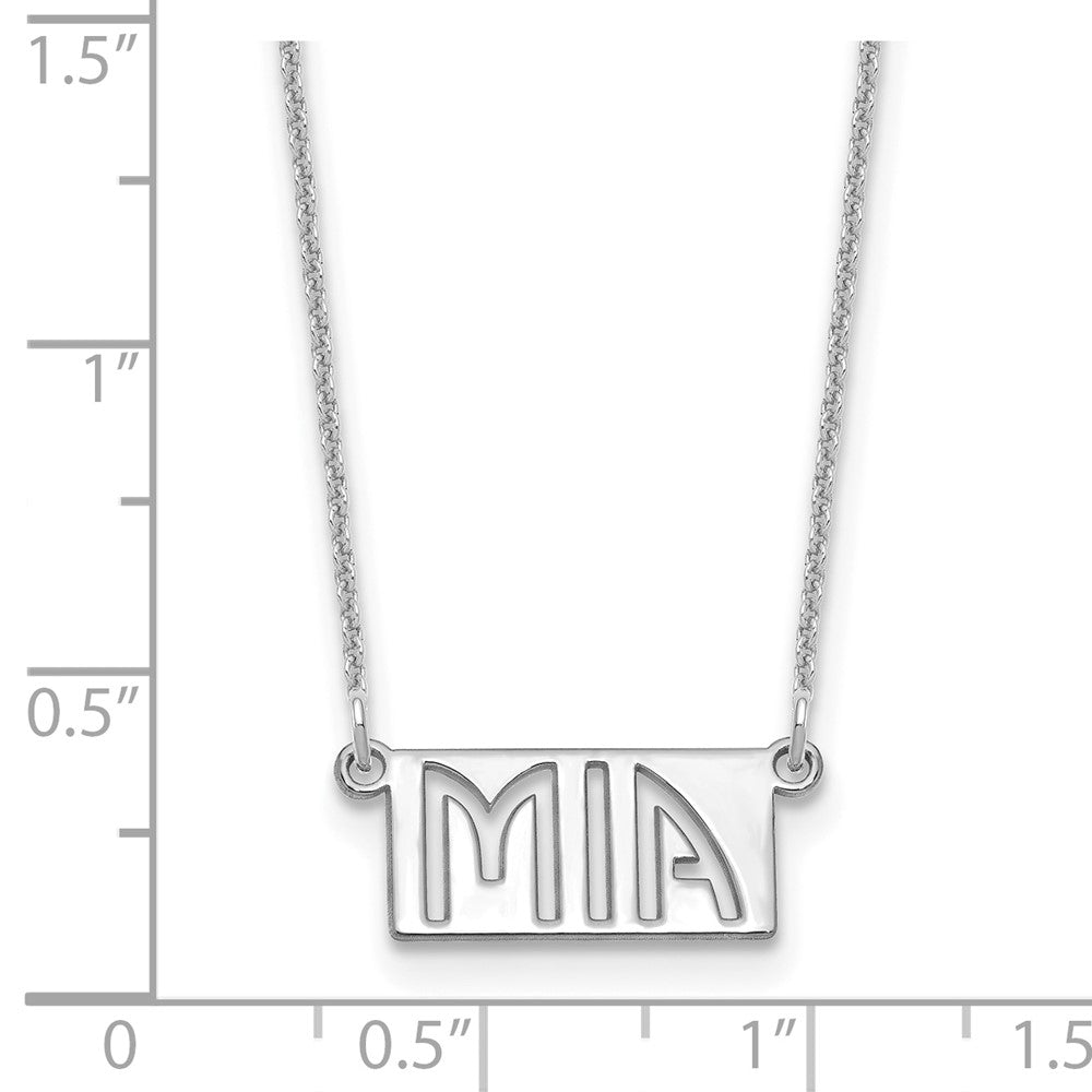 14k White Gold 1-3 Letter cut-out Name Bar Necklace