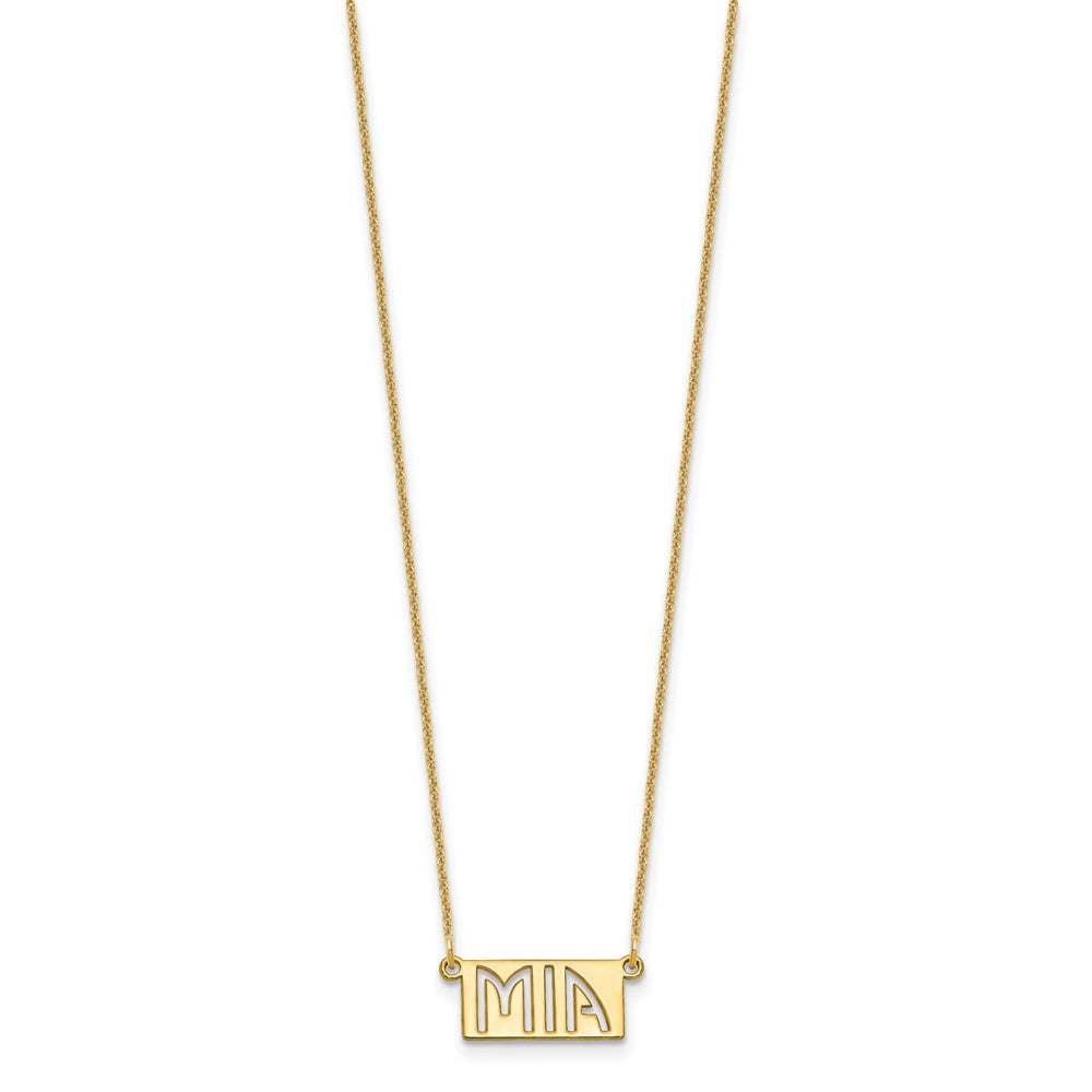 14k Yellow Gold 1-3 Letter cut-out Name Bar Necklace
