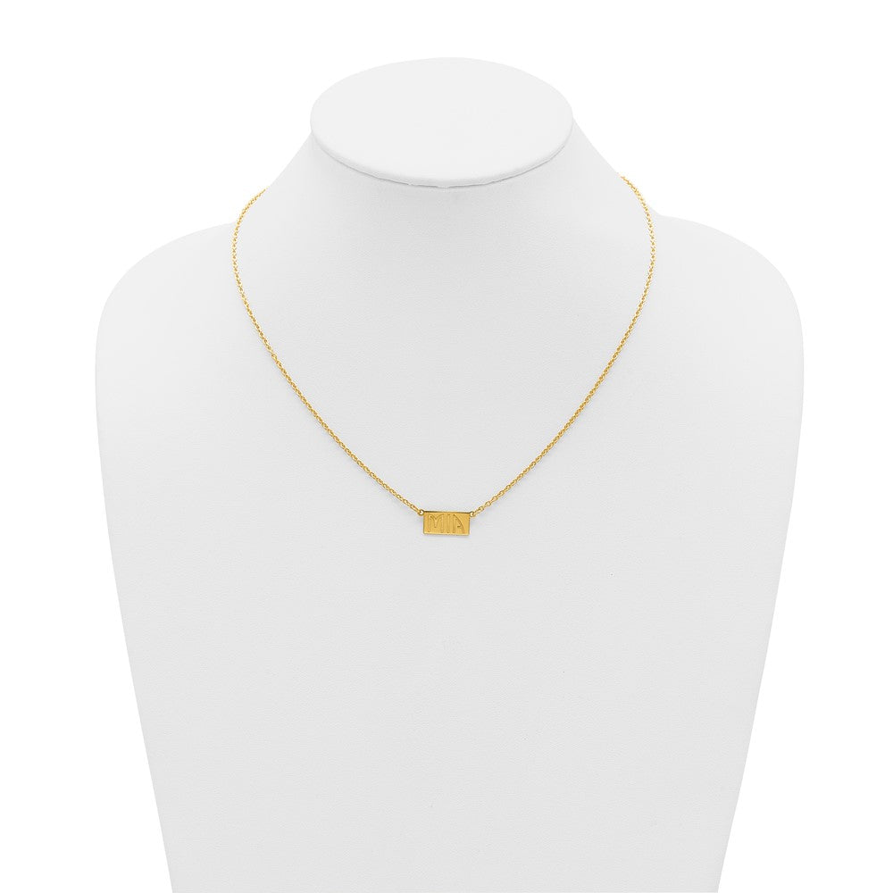14k Sterling Silver/Gold-plated 1-3 Letter Name Bar Necklace
