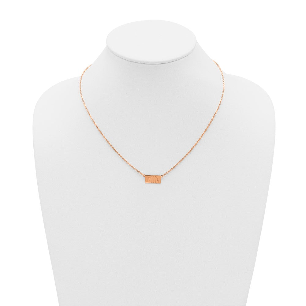 Sterling Silver/Rose-plated 1-3 Letter Name Bar Necklace