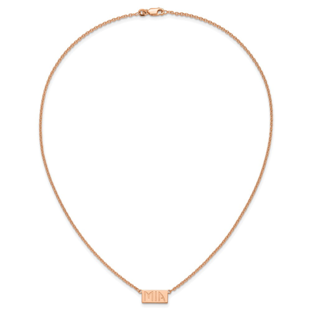 Sterling Silver/Rose-plated 1-3 Letter Name Bar Necklace