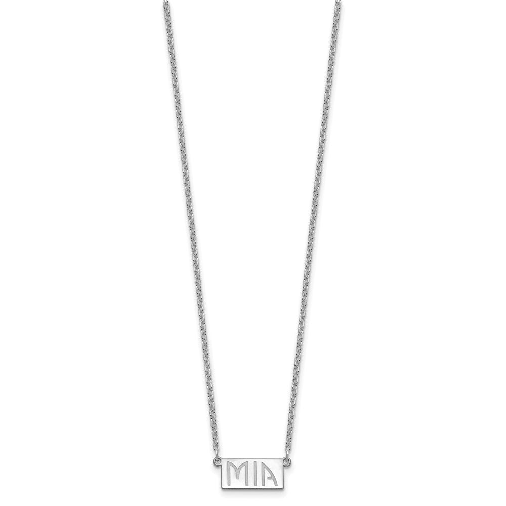 Sterling Silver/Rhodium-plated 1-3 Letter Name Bar Necklace