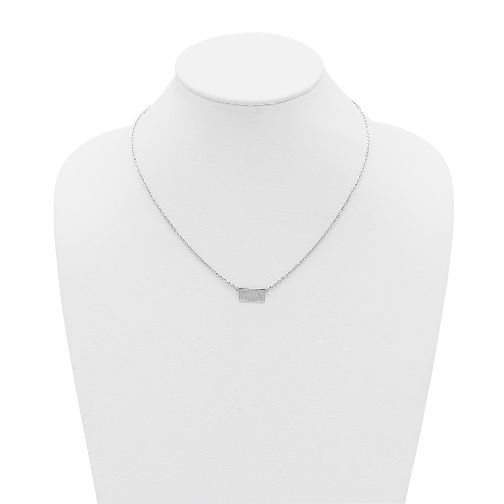 Sterling Silver/Rhodium-plated 1-3 Letter Name Bar Necklace
